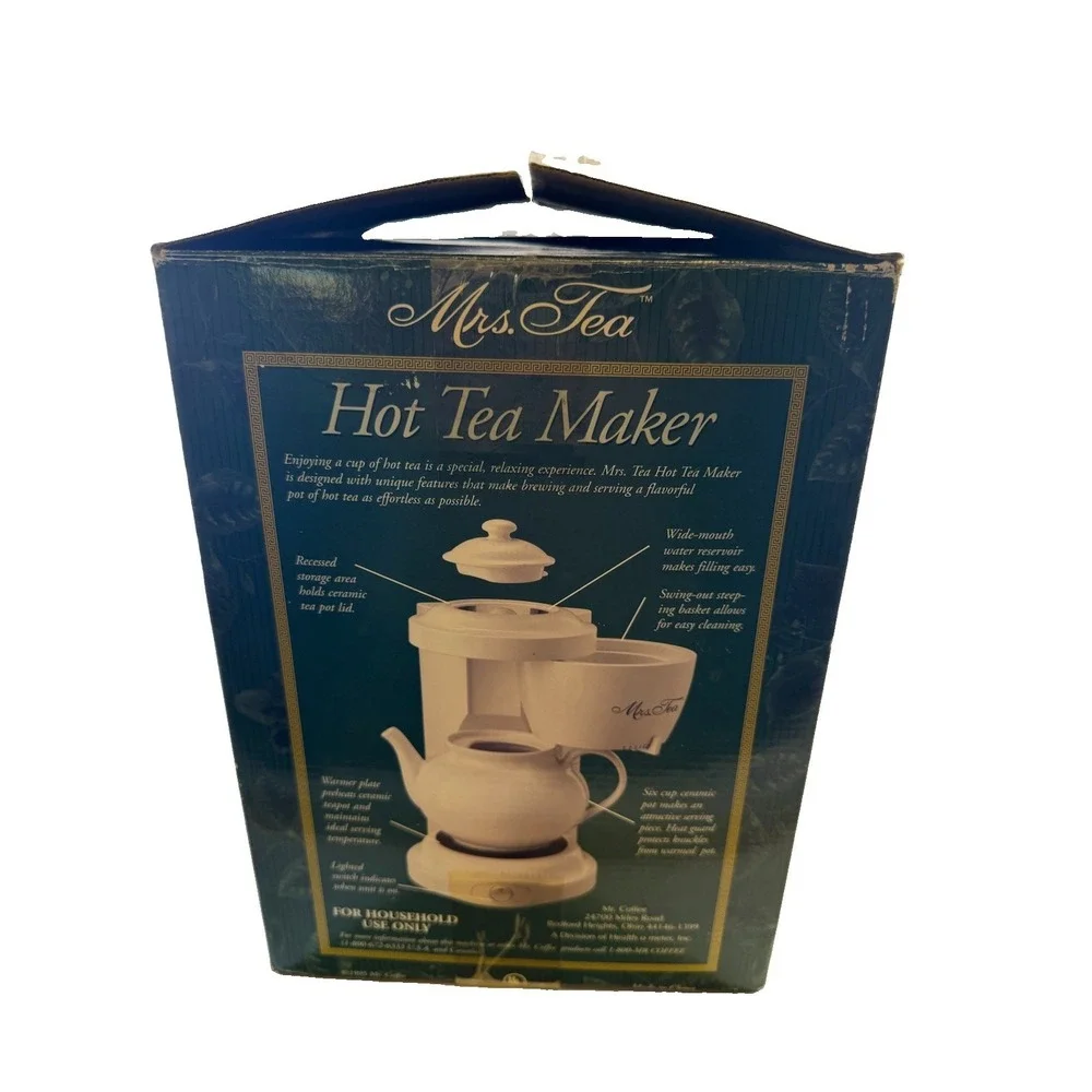 Mrs Tea by Mr Coffee - Hot Tea Maker 6 Cup Ceramic Pot White Vintage Open Box
